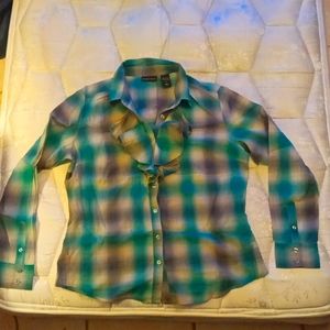 Multi colored flannel blouse
